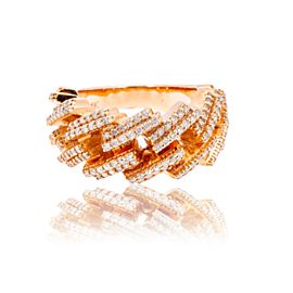 MENS CUBAN LINK DIAMOND RING IN 14K ROSE GOLD WITH 1.03CT