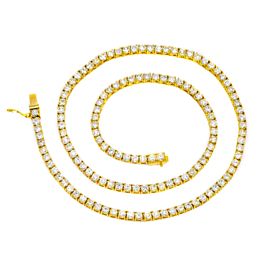 UNISEX 14K YELLOW GOLD DIAMOND TENNIS CHAIN WITH 26CT DIAMONDS 22 INCHES LONG