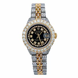 ICED OUT ROLEX DATEJUST BLACK WOMEN'S WATCH - 69160