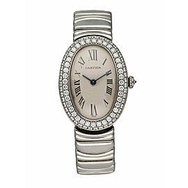 Cartier Baignoire 18K White Gold 1955 Diamond Bezel Ladies Watch