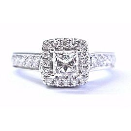 True Fine Princess & Round Cut Diamond Engagement White Gold Square Ring 14Kt .92CT