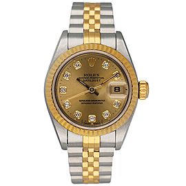 Rolex Stainless Steel & 18K Yellow Gold Diamond Dial Ladies Watch