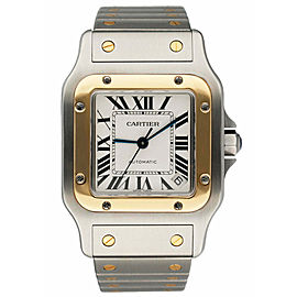 Cartier Santos 18K Yellow Gold & Steel Mens Watch