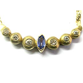 Tanzanite & Diamond Bezel Set Necklace 14Kt Yellow Gold .42Ct + .62Ct 17.5"