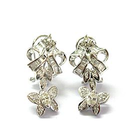 Multi Shape Diamond Butterfly Drop Earrings 18Kt White Gold 1.20Ct 1"