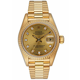 Rolex Datejust 18K Yellow Gold Diamond Dial Ladies Watch