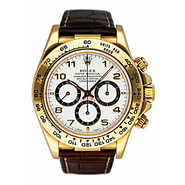 Rolex Daytona 18K Yellow Gold White Dial Mens Watch