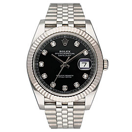 Rolex Datejust Black Diamond Dial Mens Watch