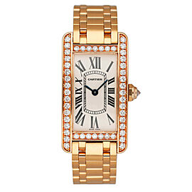 Cartier Tank Americaine 18K Rose Gold Diamond Ladies Watch