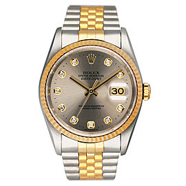 Rolex Datejust Diamond Silver Dial Mens Watch