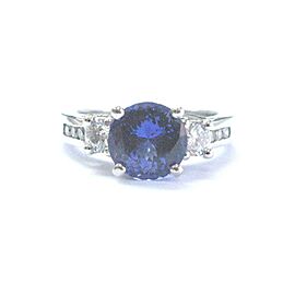 Platinum Gem Tanzanite Diamond Three Stone Engagement Jewelry Ring 2.44CT