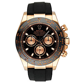 Rolex Daytona Black Dial 18K Rose Gold Mens Watch