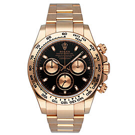 Rolex Daytona 18K Rose Gold Black Dial Mens Watch