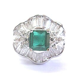 18Kt NATURAL Colombian Green Emerald & Diamond White Gold Jewelry Ring