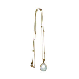 18K Yellow Gold with Blue Topaz, Mother of Pearl & 0.13ct Diamond By The Yard Necklace