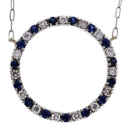 Platinum with 0.75ct Diamond & Sapphire Open Circle Necklace