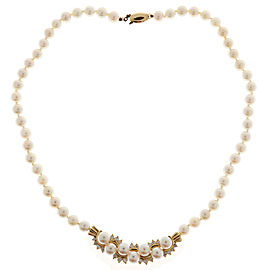 14K Yellow Gold with 1.00ct Diamond & Pearl Necklace