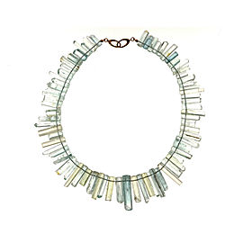 18K Yellow Gold with 505.00ct Aquamarine Crystal Necklace