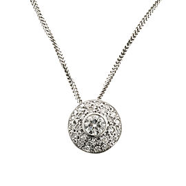 14K White Gold Diamond Domed Pendant Necklace