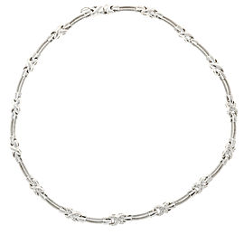 14K White Gold with 0.70ct Diamond 2 Row Twisted Wire "X" Necklace