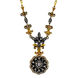 18K Yellow Gold and Blackened Silver with 2.60ct Diamond Eutruscian Necklace