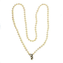 14K White Gold with Pearl & Diamond “Y” Style Necklace