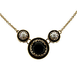 14K Yellow Gold with Mobe Pearl, Onyx & Garnet Necklace