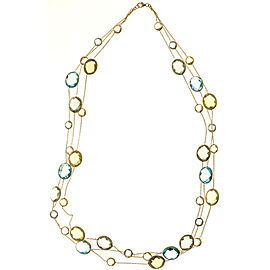 14K Yellow Gold with Quartz, Topaz & Amethyst Necklace