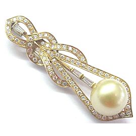 South Seas Pearl & Diamond Pin / Brooch 18Kt Yellow Gold