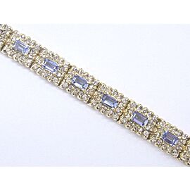 Tanzanite & Diamond Tennis Bracelet 14KT Yellow Gold