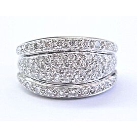 Platinum Round Cut Diamond 6-Row Pave Band Ring 1.00Ct