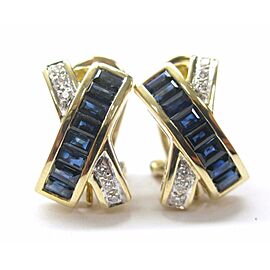 LeVian 18Kt Gem Sapphire Diamond Huggie Earrings Yellow Gold