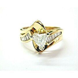 Trillion & Baguette Diamond Engagement Ring 14Kt Yellow Gold .70Ct