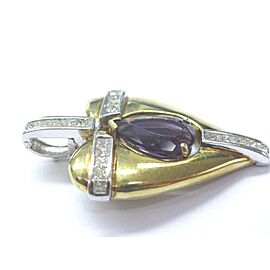 18Kt Gem Amethyst & Diamond 2-Tone Gold Large Heart Pendant