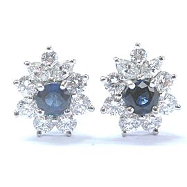 Tiffany & Co Blue Sapphire & Diamond Earrings Platinum 950 VICTORIA Collection