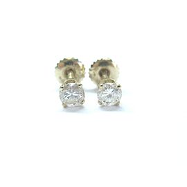 Fine Round Cut Diamond Stud Earrings .56Ct SCREW BACK Yellow Gold