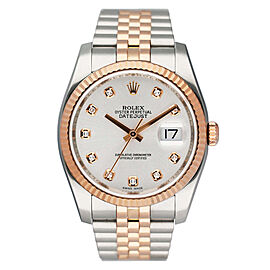 Rolex Datejust Diamond Silver Dial Mens Watch