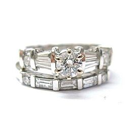 Round & Baguette Diamond Engagement Set 18Kt White Gold