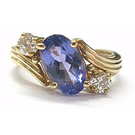 Natural Oval Tanzanite & Diamond Yellow Gold Anniversary Ring