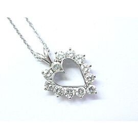 Heart Diamond Pendant W Chain Solid White Gold