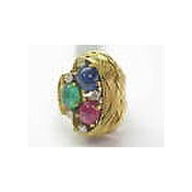 18K Gem Ruby Sapphire Emerald Diamond Solitaire W Accents Jewelry Ring