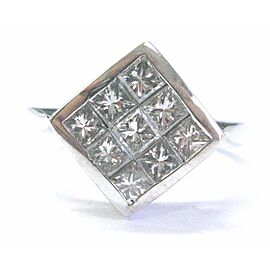 Fine Princess Cut Diamond Invisible Set Square White Gold Ring