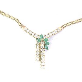 Natural Green Emerald & Diamond Yellow Gold Pendant Necklace