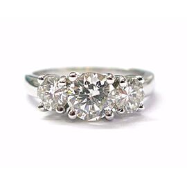 Round Cut NATURAL Diamond 3-Stone Engagement SOLID White Gold Ring