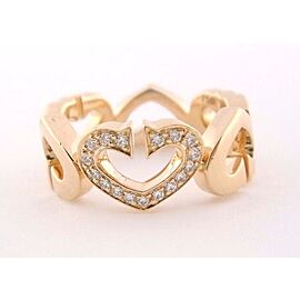 Cartier C Heart of Cartier Diamond Ring Rose Gold Sz 50