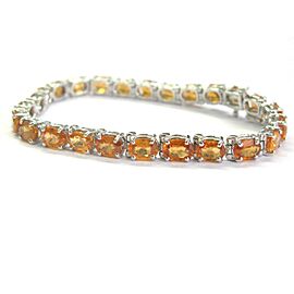 Orange Sapphire Oval Shape Tennis Bracelet