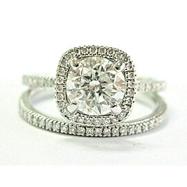 Simon G Round Cut Diamond Halo Wedding Set 18Kt White Gold