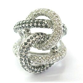 Black & White Diamond Overlapping Ring 18Kt White Gold