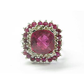 Pink Tourmaline & Diamond Ring 14Kt White Gold