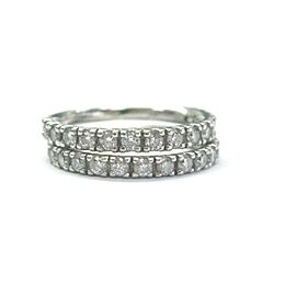 Fine Round Cut Diamond White Gold Two-Band Ring Set